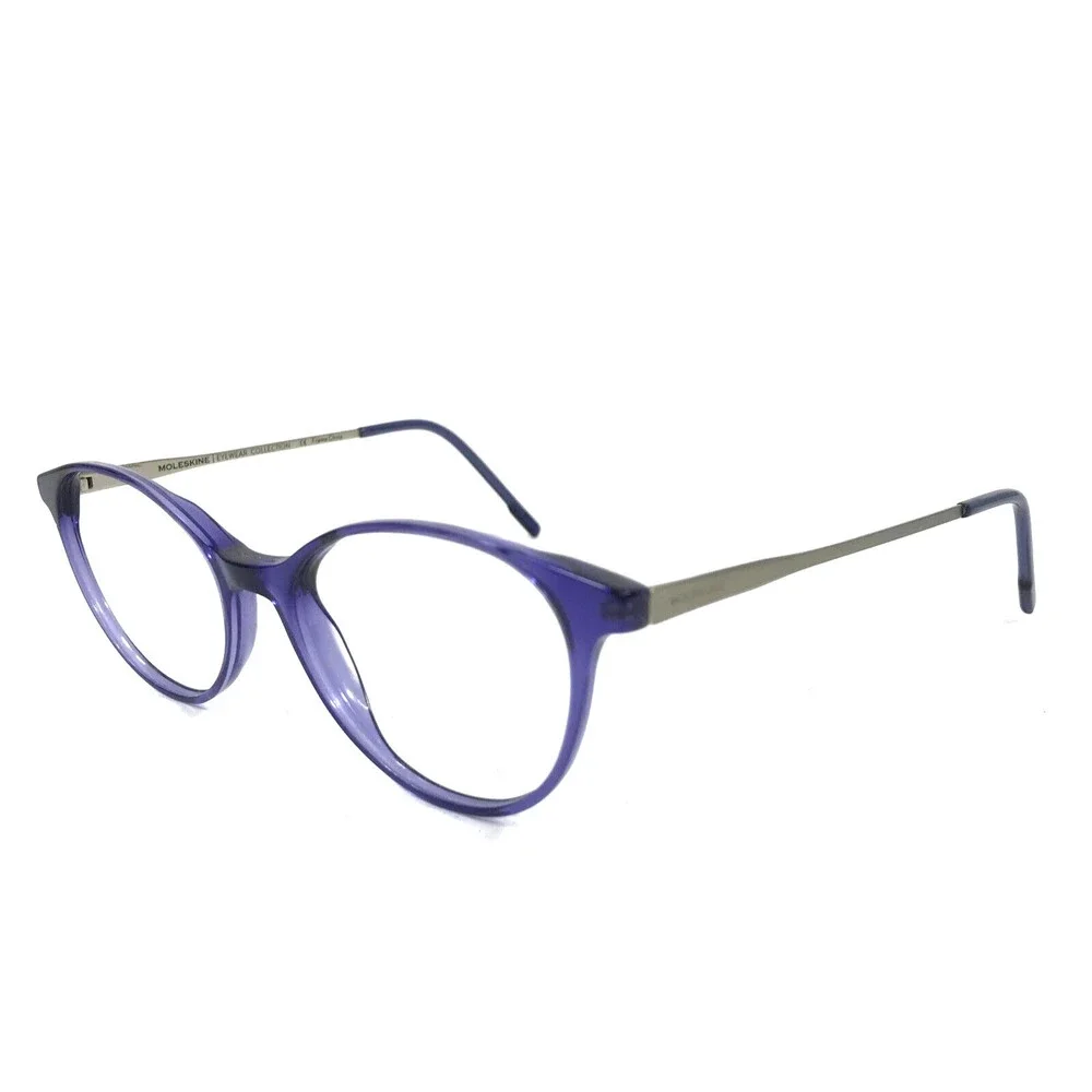Moleskine Eyeglasses Frames MO1102 60 Periwinkle Crystal Blue Silver 51-17-145